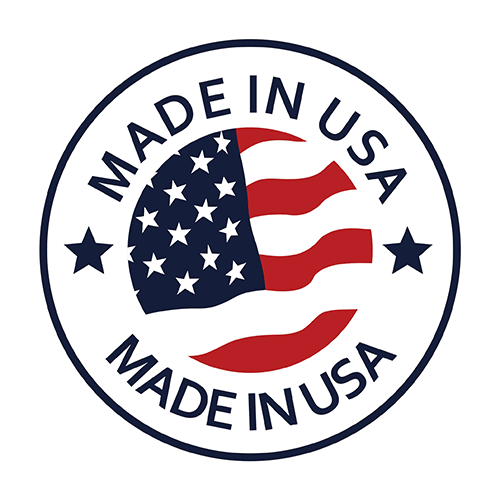 Made in USA origin label with American flag.