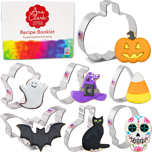 Set of Halloween themed metal cookie cutters.
