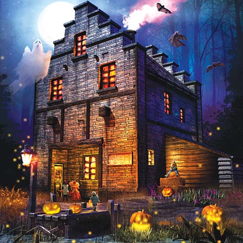 Puzzle of spooky Halloween inn.