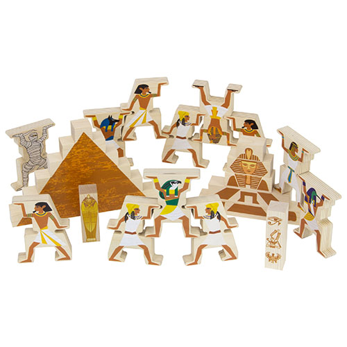 Egyptian themed wooden block set.