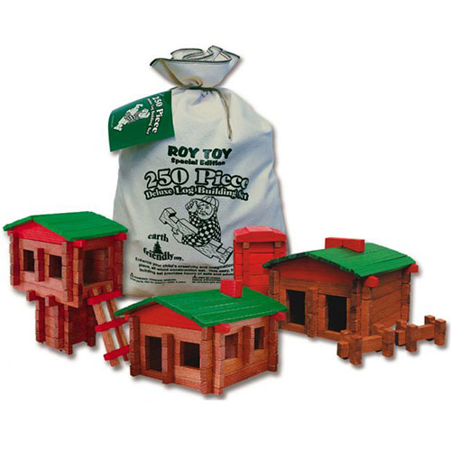 Wooden toy camp building set.