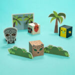 Jungle themed wooden blocks and tiles.