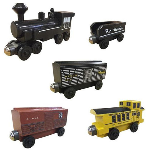Wood toy steam train set.