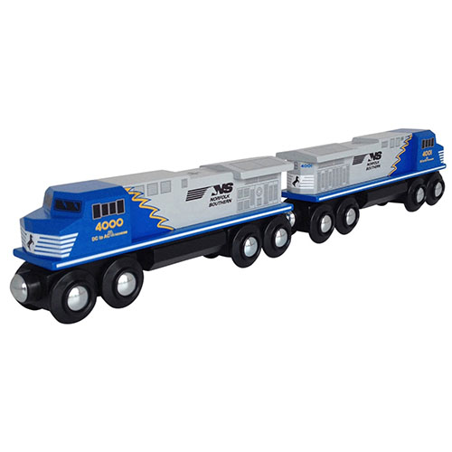 Toy wooden cargo train locomotives.