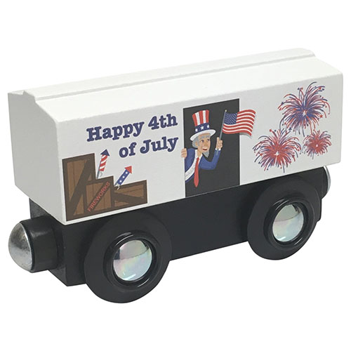 Toy wooden 4th of July themed wagon.