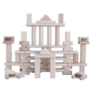 Temple made from wooden building blocks.