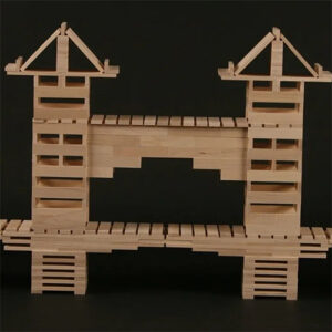 Bridge built from toy wooden planks.