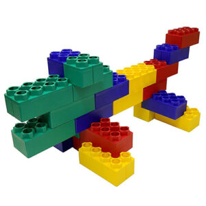 Dragon made with big plastic building blocks.