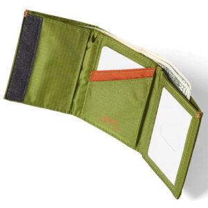 Green nylon Allett  trifold wallet.