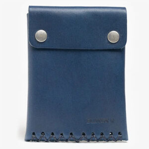 Blue leather snap pouch.