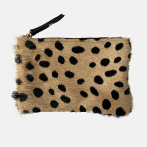 Small leather Blair Ritchey zip wallet with leopard print.