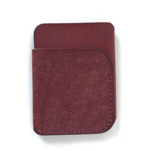 Red leather minimalist card holder.