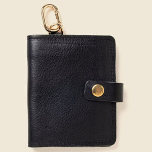 Black leather snap wallet by Casupo.