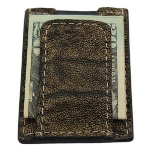 Slim lizard leather wallet with magnetic money clip by Bullhide Belts.