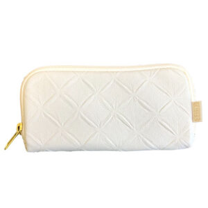 White vegan leather zip wallet by Cinda B.