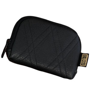 Black vegan leather zip wallet by Cinda B.