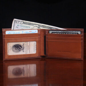 Brown leather bifold wallet from Colonel Littleton.