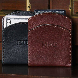 Brown and black leather front pocket wallets from Colonel Littleton.