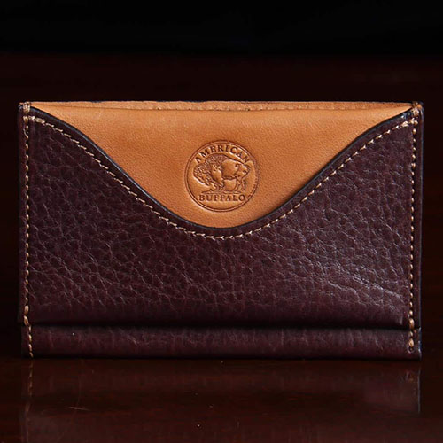 Brown bison leather card case by Colonel Littleton.