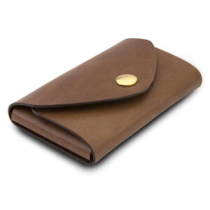 Brown leather pouch wallet by Ezra Arthur.