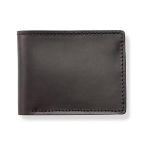 Black leather bifold wallet by Filson.