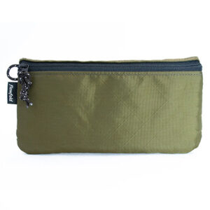Zipper pouch and phone wallet made in usa from green fabric by Flowfold.