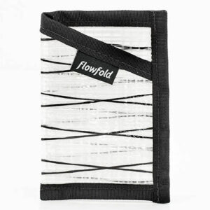Card holder made from white and black sailcloth by Flowfold.