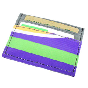Colorful card case made in USA out of upcycled vinyl by Green Guru Gear.