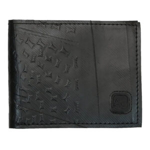 Bifold wallet made in USA out of upcycled inner truck tubes by Green Guru Gear.