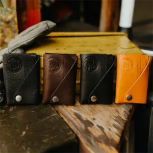 Leather cardholder wallets in different colors by Hawkins and Co.
