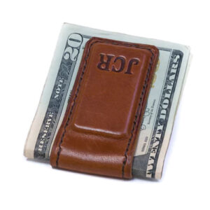 Magnetic leather money clip by Lifetime Leather.