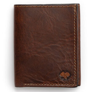 Brown leather bifold wallet by Main Street Forge.