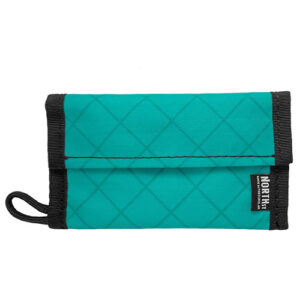 Teal canvas pouch wallet with Velcro closure by North Street Bags.