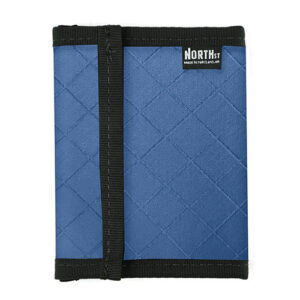Blue canvas bifold wallet with Velcro closure by North Street Bags.