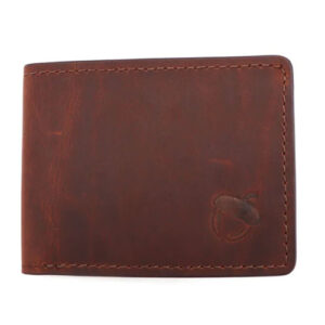 Brown leather bifold wallet by Nutsac.