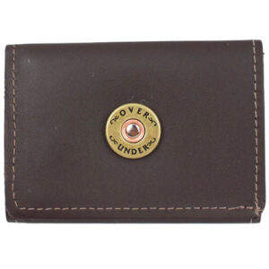 Dark brown leather trifold wallet by Over Under.
