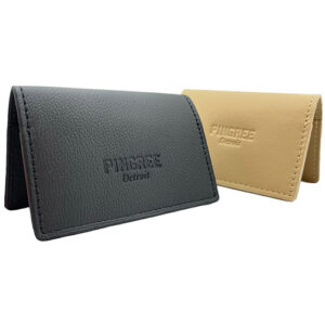 Black and beige leather card wallets by Pingree Detroit.