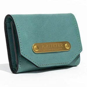 Turquoise leather mini women's wallet by R Riveter.