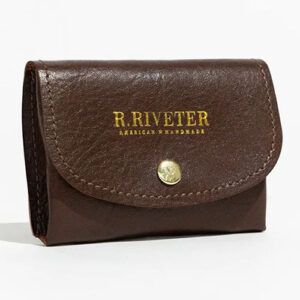 Small, brown leather pouch wallet by R Riveter.