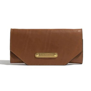 Light brown leather clutch wallet by R Riveter.
