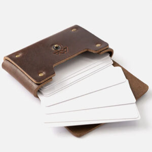 Brown leather card case by Range Leather.