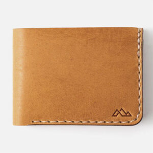 Light brown leather bifold wallet by Range Leather.