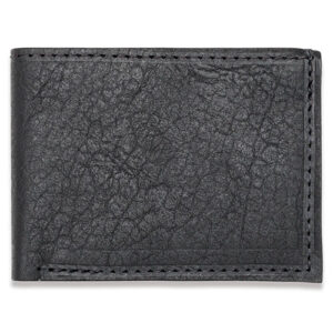 Black bison leather bifold wallet by Rogue Industries.