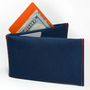 Blue bifold wallet by Slimfold.