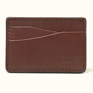 Dark brown leather card holder with 4 slots by Tanner Goods.