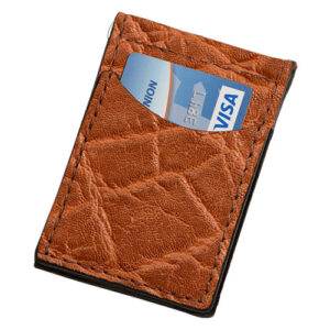 Brown elephant leather money clip.