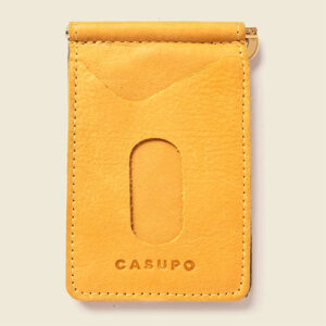 Yellow leather money clip by Casupo.