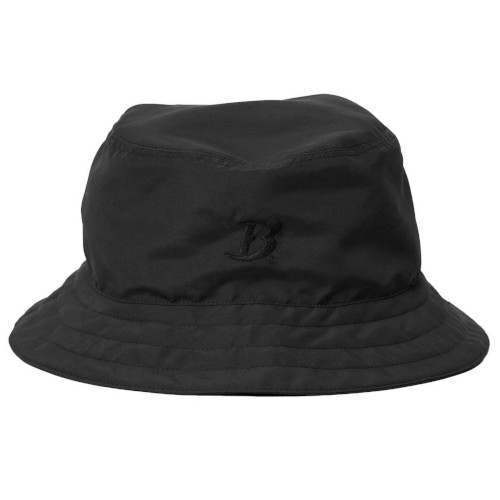 Black nylon bucket hat.